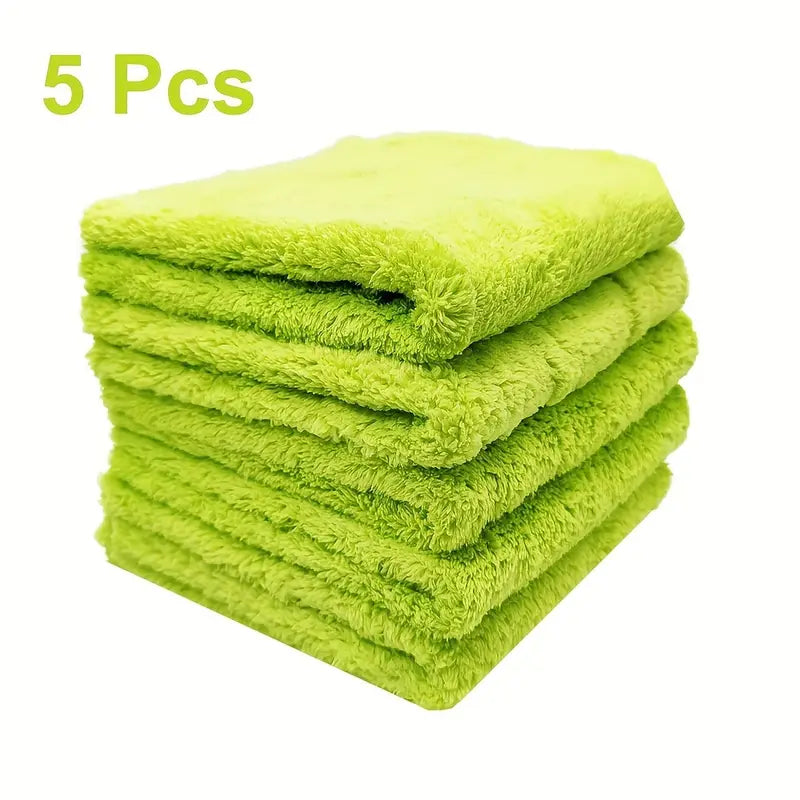 5pcs Borderless Microfiber Automotive Towel Details Dry Cleaning Polishing Towel Plush Absorbent Microfiber Cloth